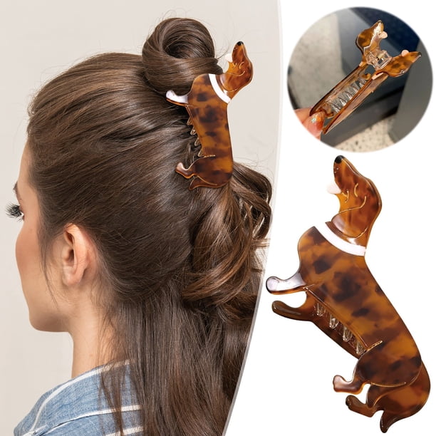 Fiudx Horrible Perro, Elegante Recorte En Diseño de Cachorro, Material Ecológico, Uso Duradero, Agarre Fuerte, Cabello Se Mantiene y Su Lugar, Ideal para La Ducha, La Cocina y Maquillaje, Accesorio d