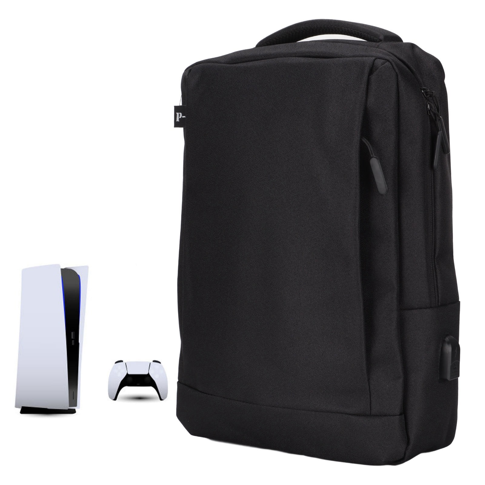 Game Console Backpack Black Waterproof Gifts Dustproof Console Storage Bag with USB Port for Game Consoles