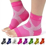 BLITZU Ankle Compression Sleeves for Plantar Fasciitis, Achilles Tendonitis Relief. Foot Compression Sleeve for Heel Spurs, Foot Swelling, Fatigue & Sprain Arch Support Brace for Work, Gym Pink XXL