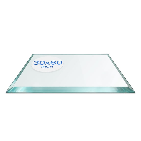 Dulles Glass 36"x60" Rectangle Table Top 1/4" Thick, Beveled Polished Tempered Glass for Indoor Dining or Outdoor Patio, 45 Pounds