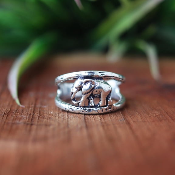 Silver Elephant Ring, 925 Sterling Silver Ring, Silver Wrap Ring, Symbol Of Strength And Wisdom Ring, Men's Signet Ring, Bohemian Jewelry***
