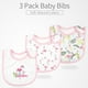 thumbnail image 3 of Pack de 3 baberos bebé 100% algodón orgánico babeo dentición alimentación, 3 of 8
