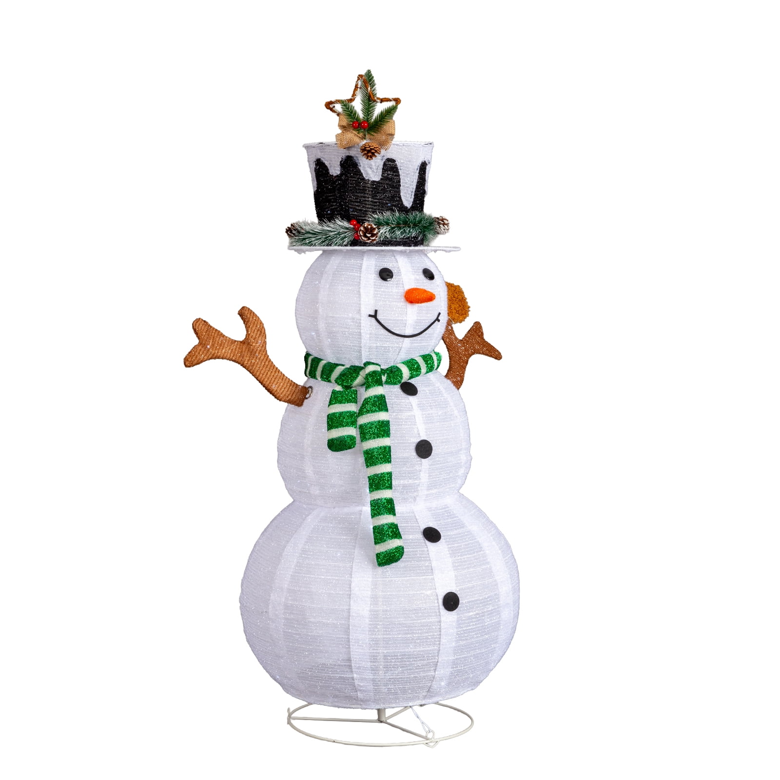 Astoutdoor 4 ft Lighted Snowman and Squirrel Christmas Yard Decoration, Pre-Lit with 120 White LEDs, Pull-Up Design, Indoor Outdoor Holiday Display