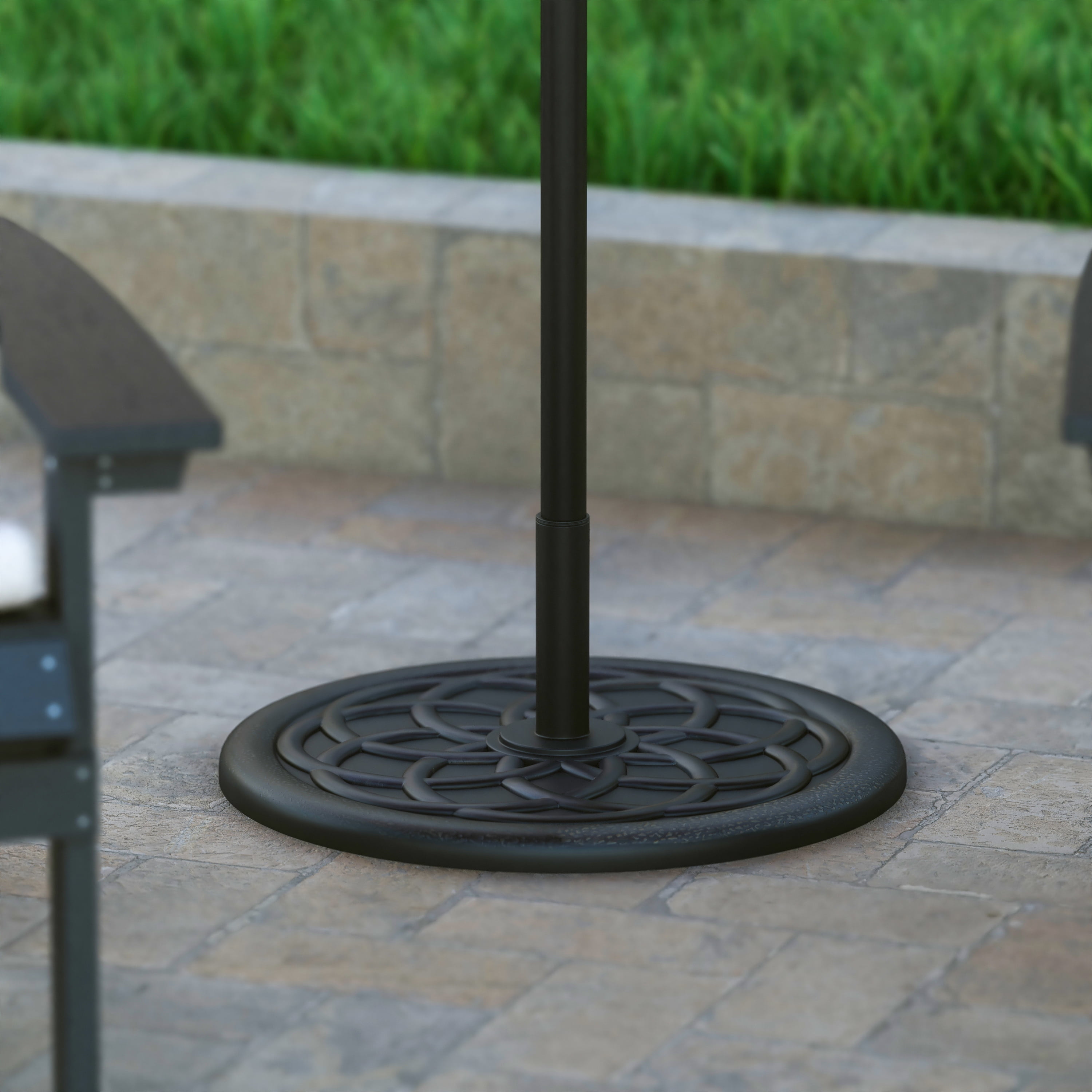 Emma + Oliver 19.25" Diameter Universal Bronze Cement Patio Umbrella Base with Weatherproof Plastic Polymer Coating