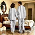 thumbnail image 7 of Couple Matching Pajamas Long Sleeve His and Hers Pajamas Sets Sleepwear Striped Button Down Warm 2 Piece Set Loungewear Dark Gray XXXL, 7 of 7