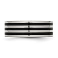 thumbnail image 6 of Auriga Fine Jewelry Stainless Steel 8 mm Black IP-plated Striped Polished Band for Women Size 12.5, 6 of 7