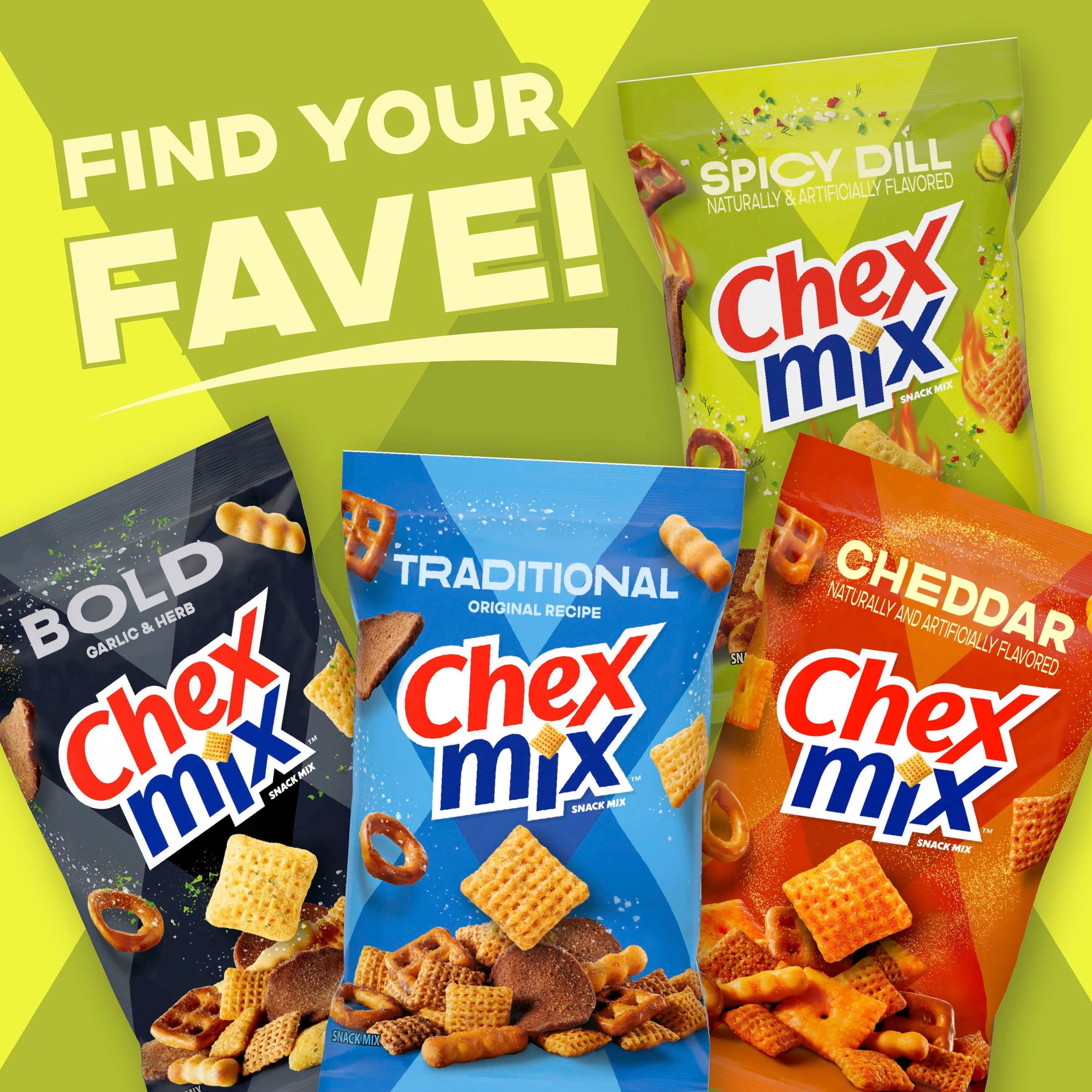 Chex Mix Spicy Dill Snack Mix, Savory Snack Bag, Family Size, 13.5 oz