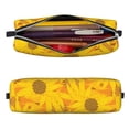 thumbnail image 2 of Pofeuu Sun Flowers Print Leather Pencil Case, Leather Pencil Pouch Large Capacity, Big Pencil Pouch with Zipper Vintage Pen Bag Fountain Pen Holder, 2 of 7