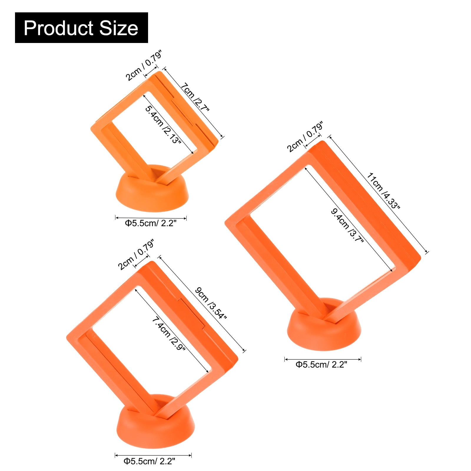 Unique Bargains 6Pcs 3D Floating Frame Display Holder Stands Orange