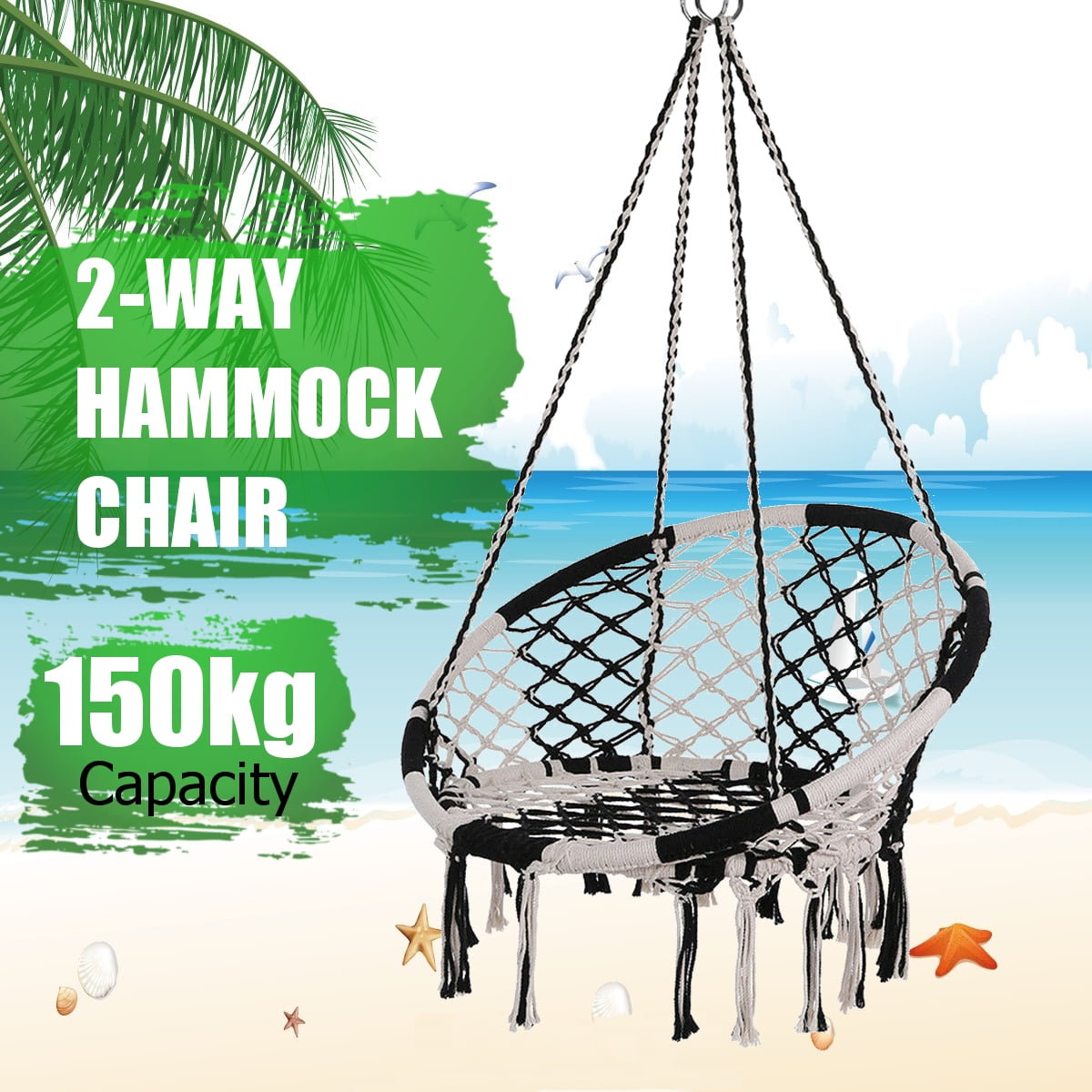 Hanging Hammock Mesh Woven Rope Macrame Wooden Bar Chair Swing Outdoor Home Garden Patio Chair Seat Install Tool Home Decor Gift Walmart Com Walmart Com