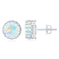 thumbnail image 4 of Rosec Jewels Ethiopian Opal Crown Stud Earrings (4 Carat Opal, AAA Grade) - Rainbow Opal Diamond Earrings - Ready to Gift, 925 Sterling Silver, 4 of 8