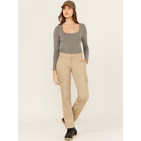 Dickies Women's Women'S Mid Rise Straight Stretch Twill Cargo Work Pants - A85XT0DS 42 REG