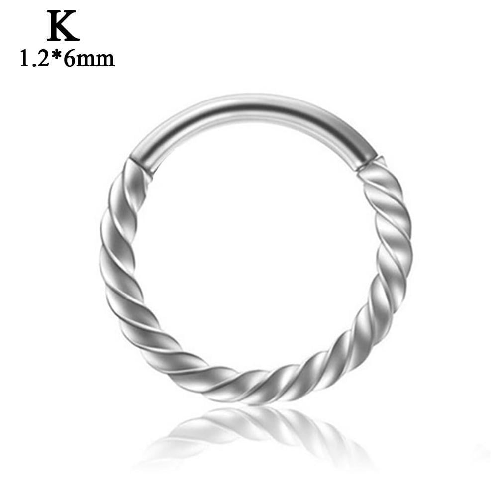 New Surgical Steel Twisted Twist Rope Elegant Nose Septum Clicker Silver 16g 14g