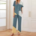 thumbnail image 2 of UAMVSH Pajamas Set for Women Short Sleeve Sleepwear Soft Button down Shirt with Long Pants Pj Lounge Sets, 2 of 6