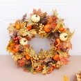 thumbnail image 3 of Artificial Fall Wreath for Front Door Garland Rattan Frame with Pumpkin Berries Pine Cone and Maple Leaves Hanging Wall Wreath for Halloween Thanksgiving Autumn Holiday Decorations, 3 of 7