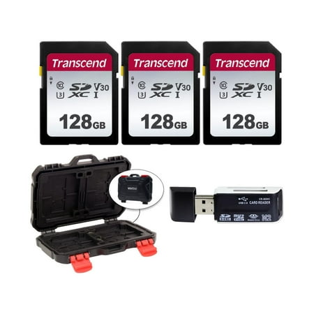 Image of 3 Transcend TS128GSDC300S UHS-I U3 SD Memory Cards 128GB +