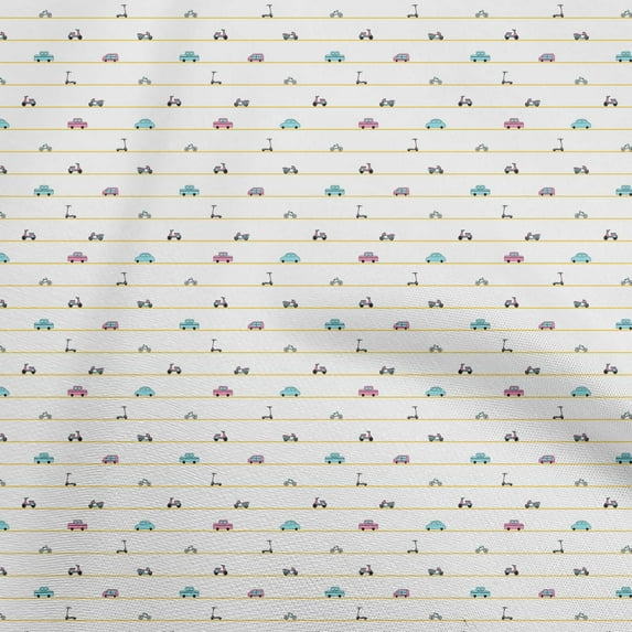 oneOone Polyester Spandex White Fabric Transport Quilting Supplies Print Sewing Fabric By The Yard 56 Inch Wide