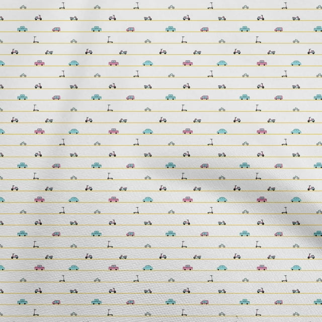 oneOone Rayon White Fabric Transport Sewing Craft Projects Fabric Prints By Yard 56 Inch Wide