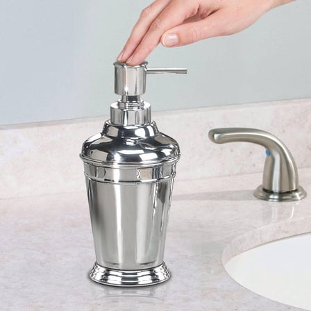 Liquid Soap Dispenser Pump Bottle | Bathroom Vanity & Kitchen Sink,Holds Soap,Lotion & Sanitizer | Chrome