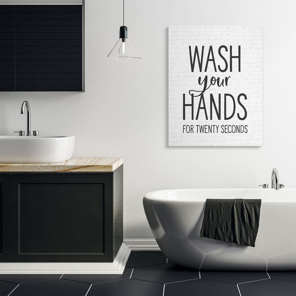 Stupell Industries Wash Your Hands Bathroom Quote Twenty Seconds Clean Canvas Wall Art Design by Lettered and Lined, 36" x 48"