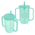 thumbnail image 1 of BESTYASH 2Pcs Patient Sippy Mug With Handles Light Green Plastic Spill Resistant For Bedridden Elderly, 1 of 8