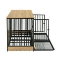 thumbnail image 5 of imerelez XL Double Dog Crate Furniture 2-in-1 Kennel, 75" Large Wooden Pet Cage with Divider & Tray, Dual Room Design for Multiple Large Dogs, Black+Natural, 5 of 8