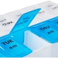 thumbnail image 4 of Pill Organizer 7 Day, Pill Box 2 Times a Day AM PM Pill Case, Weekly Pill Container Portable Travel Medicine Box for Vitamins and Supplements (Blue-White), 4 of 5