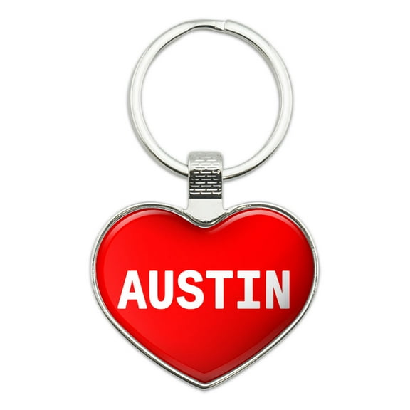 I Love Austin Heart Metal Key Chain