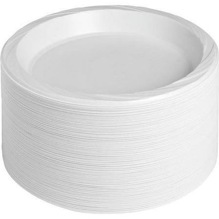 9 in. Plastic Round Plates - White