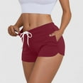 thumbnail image 2 of Wyobums Workout Shorts for Women Casual Running Sweat Shorts Low Rise Mini Shorts with Drawstring Summer Sleepwear Short Burgundy, 2 of 8