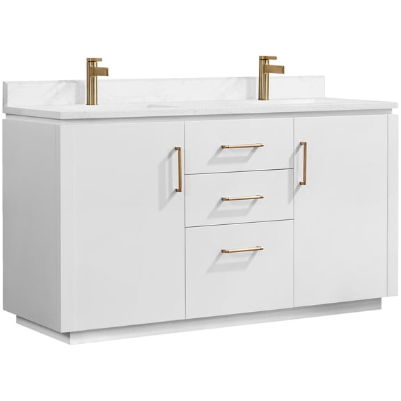 Miseno Mv-San60m-Gw-Nm San 60" Free Standing Double Basin Vanity Set - White