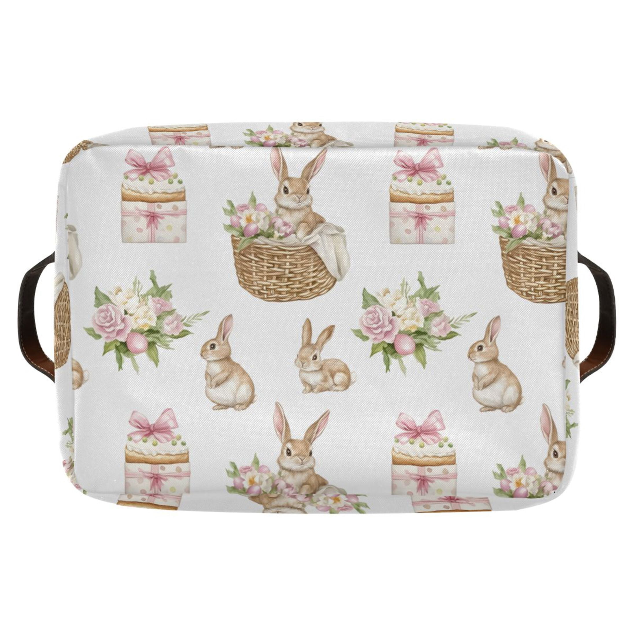Ryvnso Easter Rabbit Storage Basket Large Bin Foldable Boxes Toys Organizer 14.2x10.2x8.3in 2 PCs