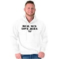 thumbnail image 3 of Real Men Love Jesus Christian Hoodie Hooded Sweatshirt Men Brisco Brands S, 3 of 6