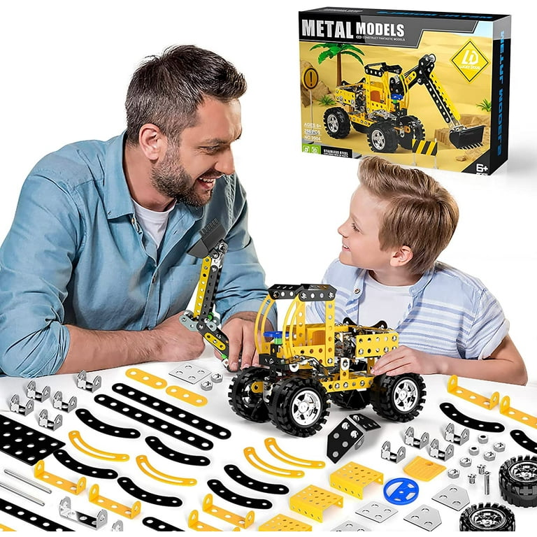 Toys for Kids 8 9 10 11 12+ Year Old, 256 PCS Metal Building Construction  Model kit, Engineering Building Blocks DIY Educational Gifts