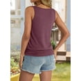 thumbnail image 5 of Womens Banded Bottom V Neck Tank Tops Sleeveless Shirts Casual Loose Fit Clothes 2025 Summer Claret S, 5 of 8