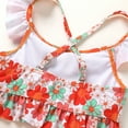 thumbnail image 5 of Happy Town Baby Girl Swimsuit Ruffle Two Pieces Swimwear Toddler Girl Rash Guard Beach Bikini Bathing Suit, 5 of 7