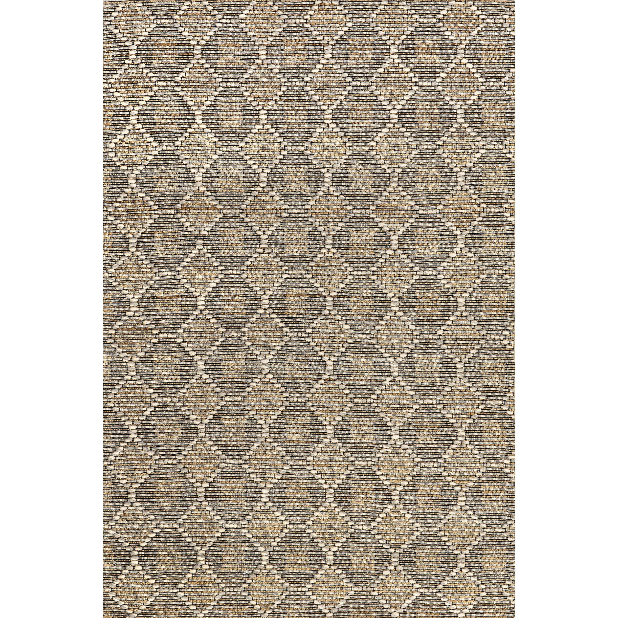nuLOOM Leanne Geometric Jute and Wool Area Rug, 6' x 9', Natural
