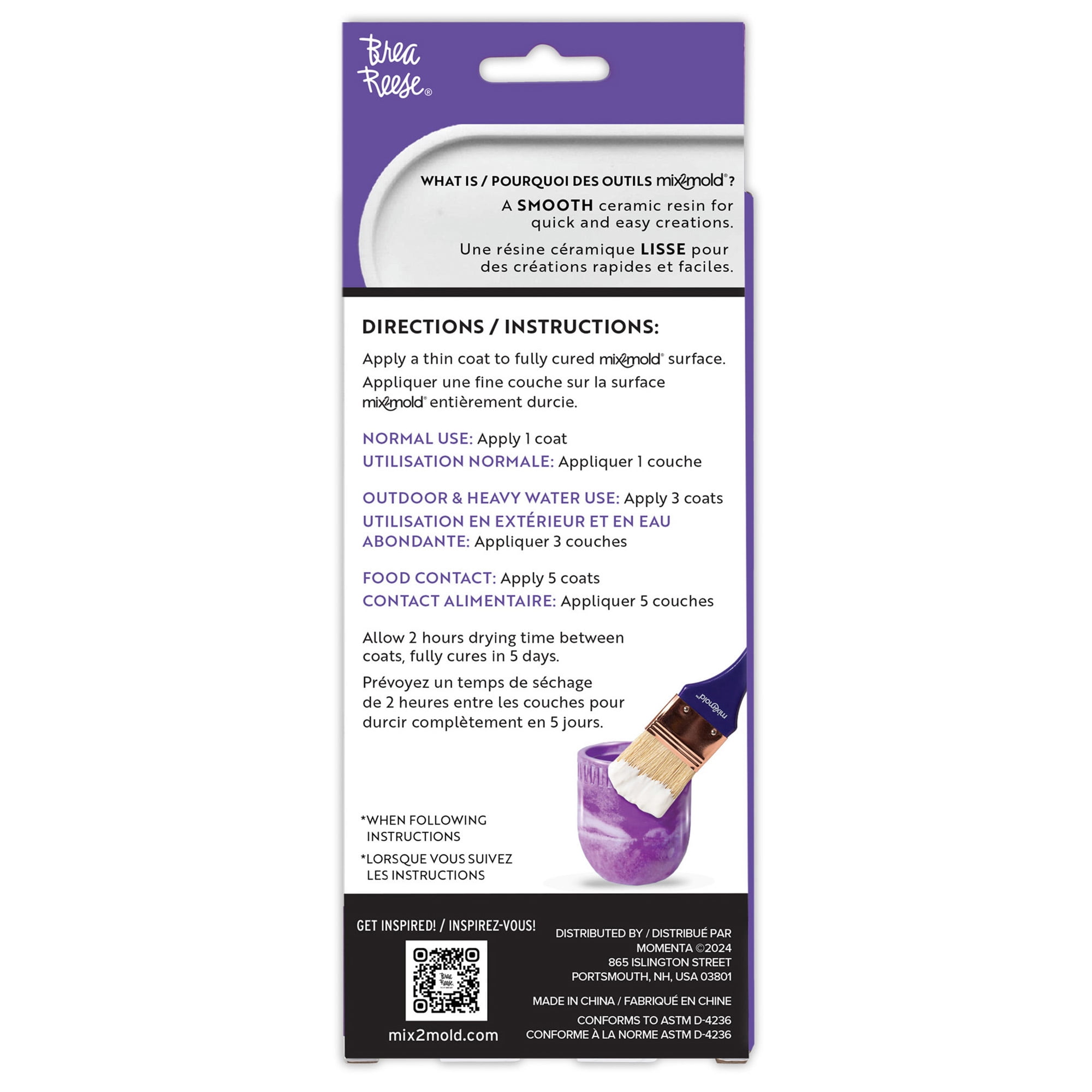 Brea Reese: Mix2Mold Glossy Sealer - 6 fl oz (178 ml) - Application Brush - For Resin-Ceramic Resin-EcoResin Craft Projects, Indoor/Outdoor Use Sealer