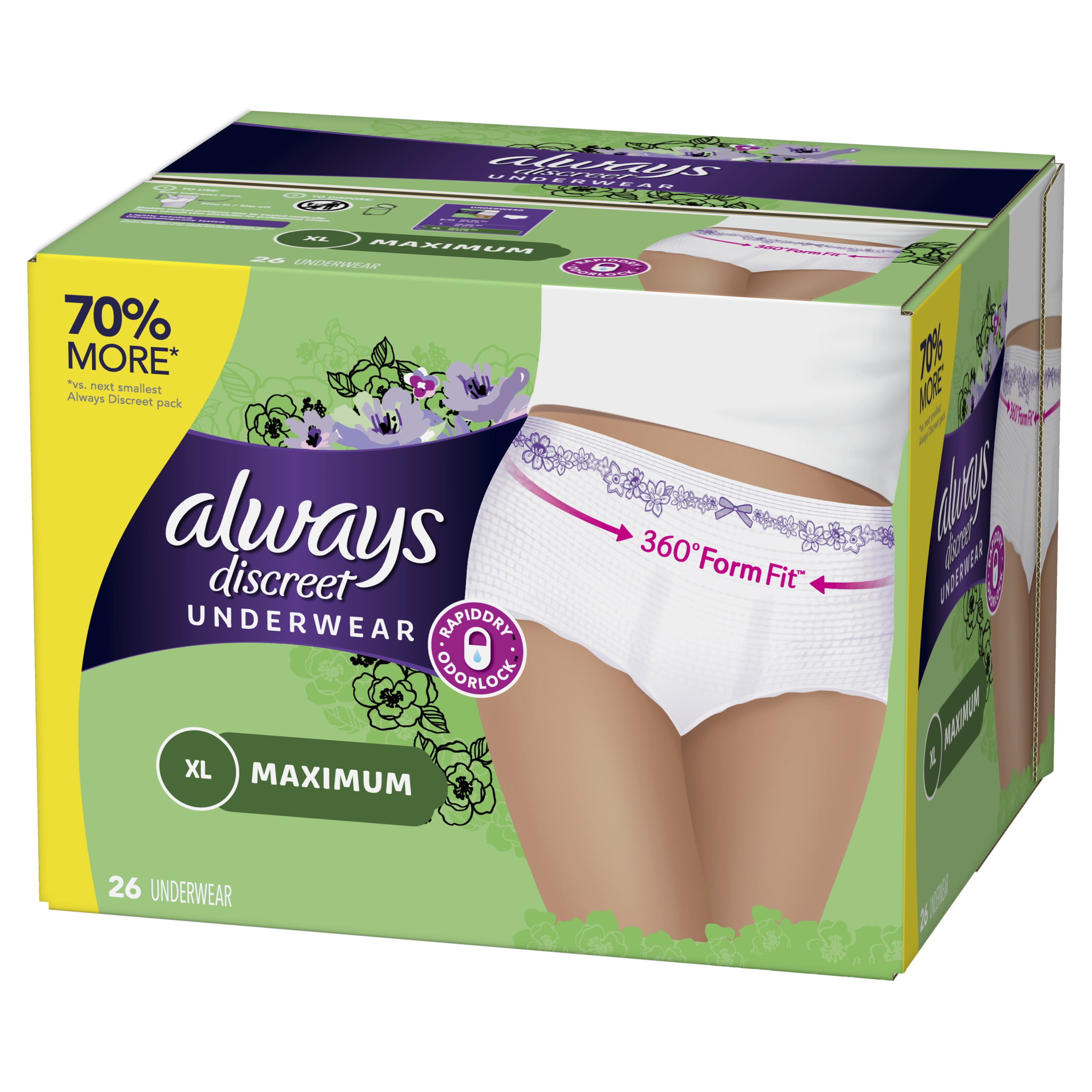 Always Discreet Underwear 22 ct Pull Up Panty XXL 360 Form Fit