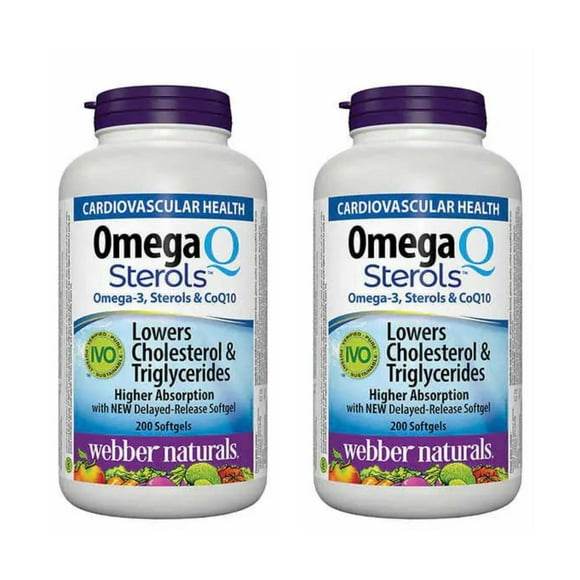 Webber Naturals Omega-3 & CoQ10 with Plant Sterols - 2 x 200 Softgels | Heart Health Support