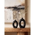 thumbnail image 3 of LE TAUCI 8.5"+10.5" Ceramic Vases for Home Decor, Set of 2 Donut Vases, Modern Vase, White Vases, Farmhouse Vase, Decorative Vase, Round Vase for Bookshelf, Mantel, Table, Fireplace Decor, 3 of 8