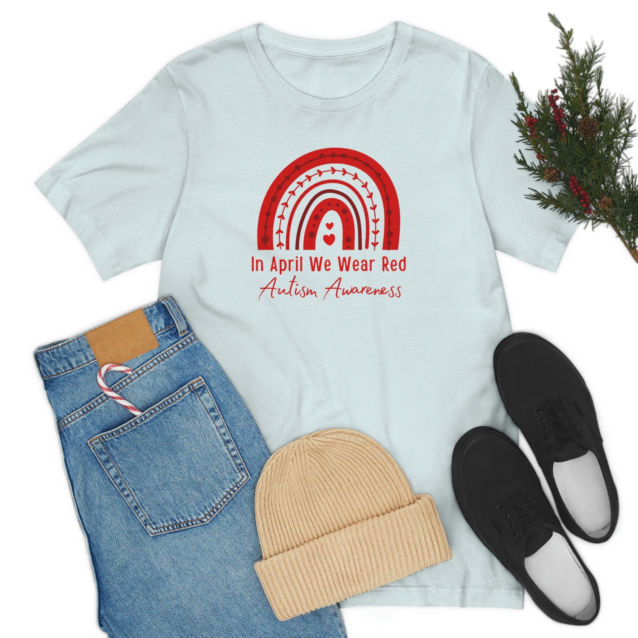 In April We Wear Red for Autism Awareness Shirt