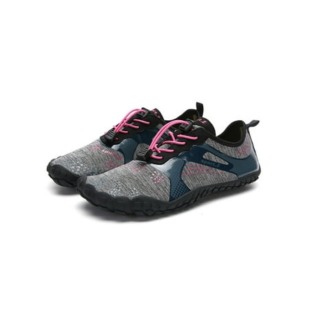 

Harsuny Womens Mens Beach Shoe Quick Dry Water Shoes Breathable Aqua Socks Swim Climbing Comfort Sneakers Barefoot Flats Gray Pink 8.5