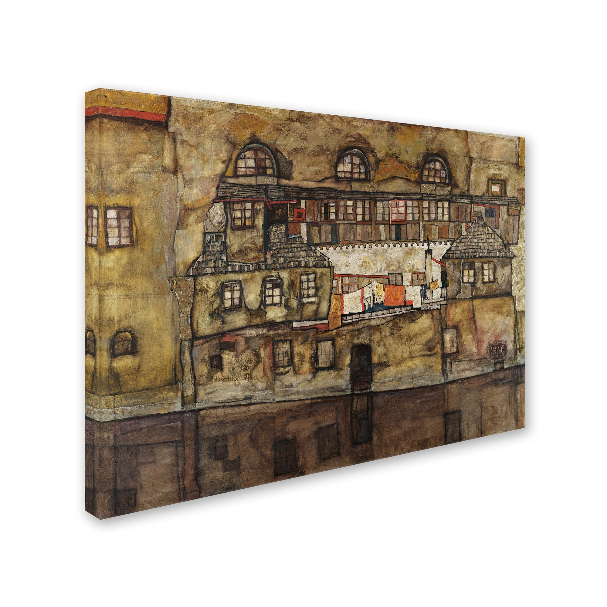 Trademark Fine Art 'House Wall On The River' Canvas Art by Egon Schiele
