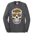 thumbnail image 2 of Wild Bobby Day Of The Dead Sugar Skull Pop Culture Men Long Sleeve Shirt, Heather Black, XX-Large, 2 of 5