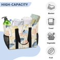 thumbnail image 5 of Large Hand-Held Storage Bag Kitchen Reusable Grocery Bags， Travel Tote Bags， Waterproof Tote，Laundry Bag，Beach Bag， Pool Bag Cartoon Lotus Pattern, 5 of 8