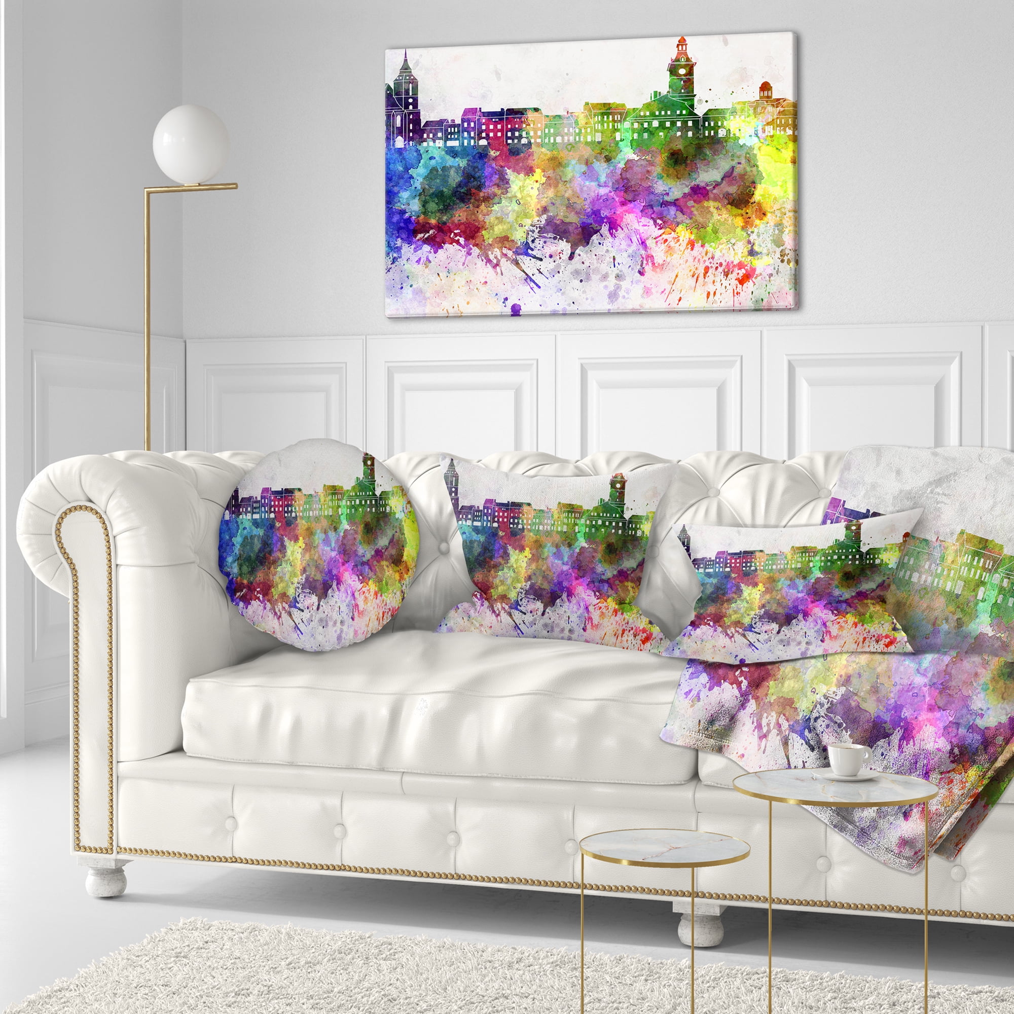 Designart Brasov Skyline - Cityscape Throw Pillow - 12x20