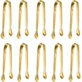 thumbnail image 1 of Paquete de 10 pinzas pequeñas para hielo, pinzas para azúcar, mini pinzas para servir aperitivos de acero inoxidable para fiesta, café, té, vino, Bar, cocina (dorado), 1 of 3