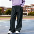thumbnail image 5 of SDNall Girls Drawstring Wide Leg Sweatpants, Solid Color Elastic Waist Casual Trousers for School Sports, Fall Winter Daily Causal Pants 4-16 Years, 5 of 7