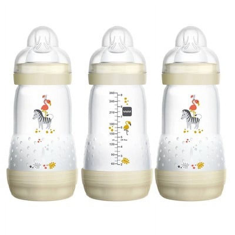 MAM Easy Start Anti-Colic Bottle 9 oz (3-Count), Baby Essentials, Medium Flow Bottles with Silicone Nipple, Unisex